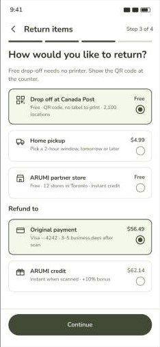 Step 3 of 4: How would you like to return?