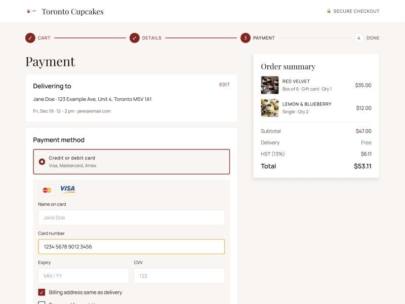 Checkout payment step